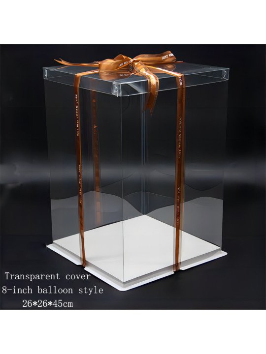 Caja Alta Transportadora Para Pastel De Acetato Con Base Cuadrada