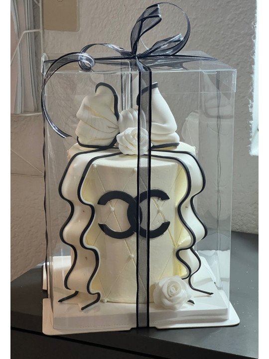 Caja Alta Transportadora Para Pastel De Acetato Con Base Cuadrada