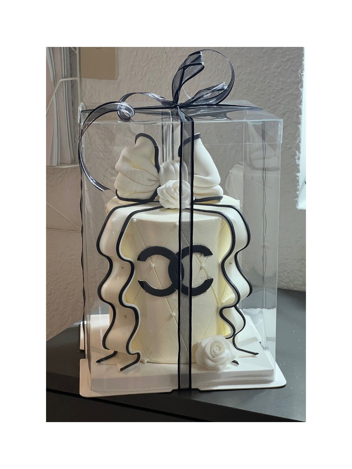 Caja Alta Transportadora Para Pastel De Acetato Con Base Cuadrada