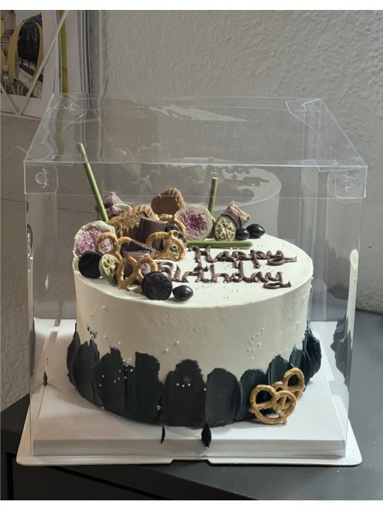 Caja Alta Transportadora Para Pastel De Acetato Con Base Cuadrada