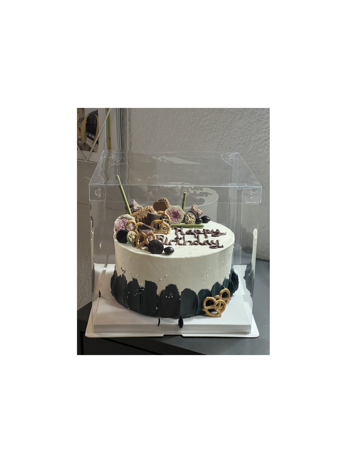 Caja Alta Transportadora Para Pastel De Acetato Con Base Cuadrada