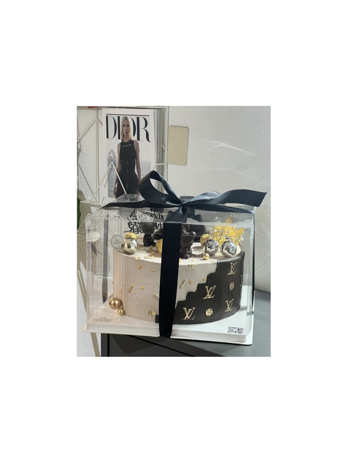 Caja Alta Transportadora Para Pastel De Acetato Con Base Cuadrada