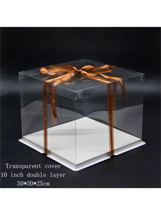 Caja Alta Transportadora Para Pastel De Acetato Con Base Cuadrada