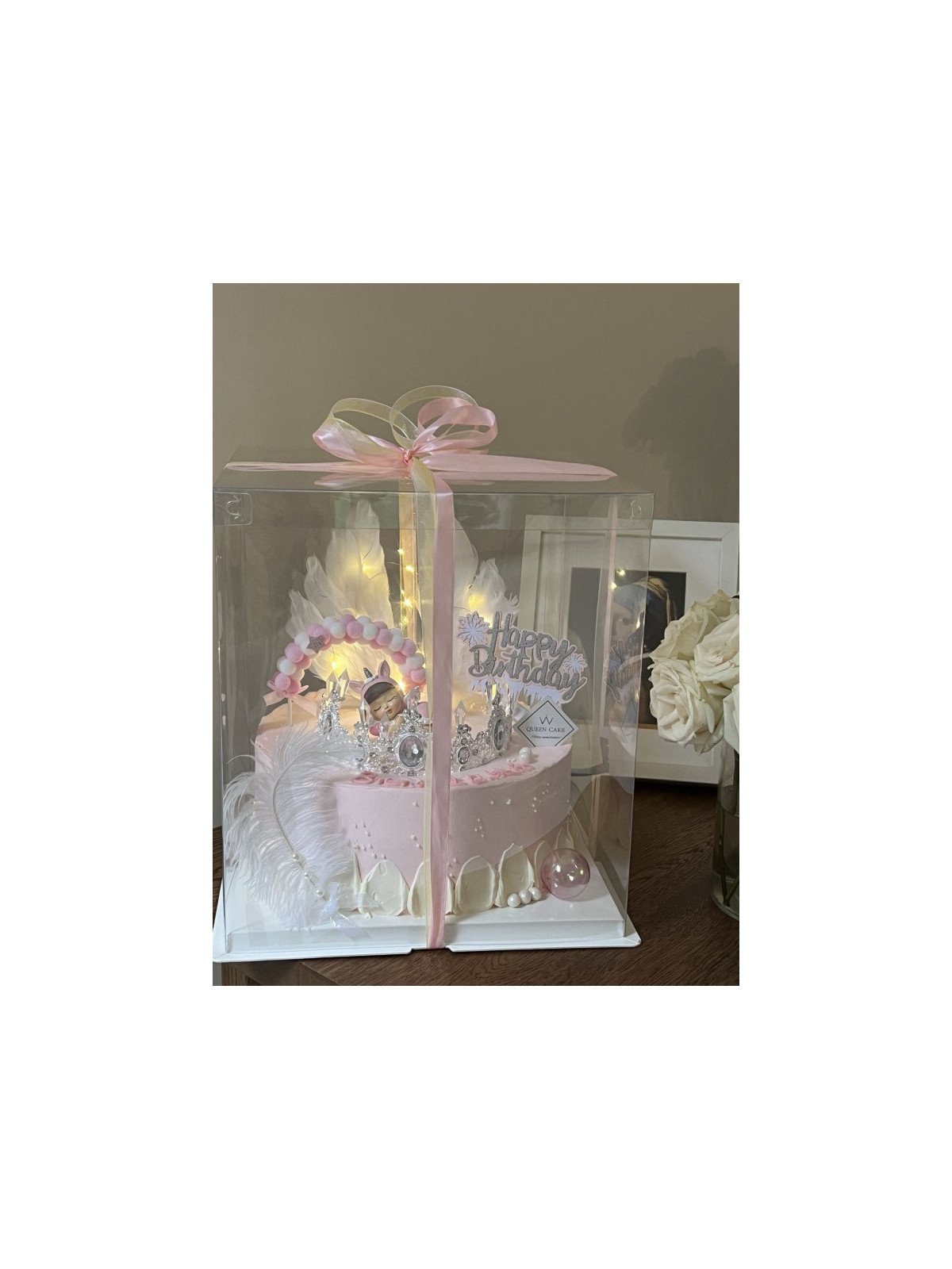 Caja Alta Transportadora Para Pastel De Acetato Con Base Cuadrada