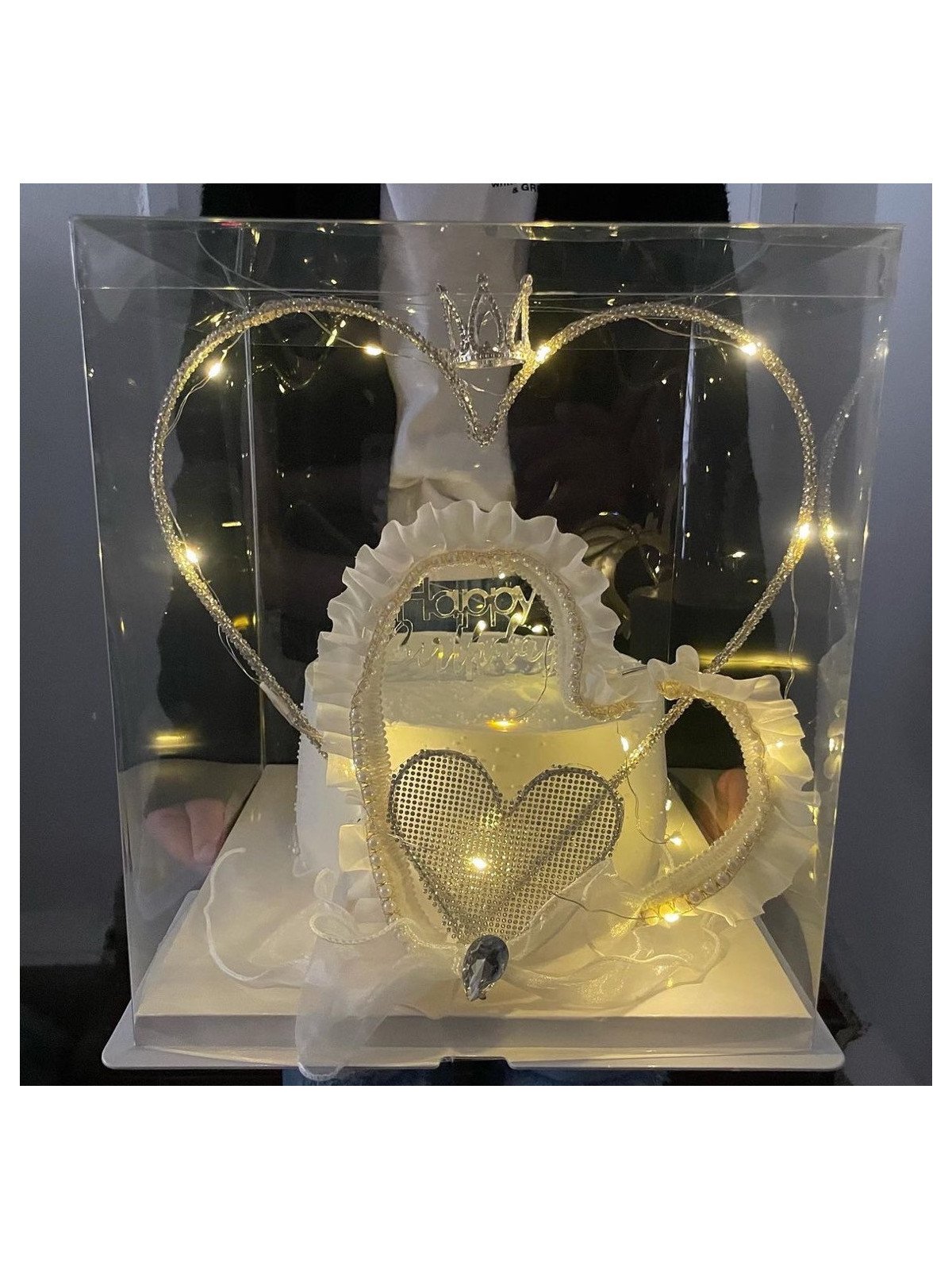 Caja Alta Transportadora Para Pastel De Acetato Con Base Cuadrada