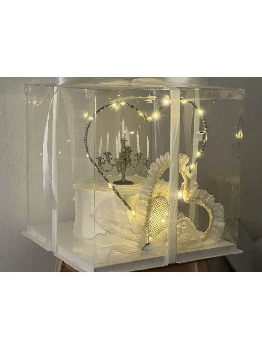 Caja Alta Transportadora Para Pastel De Acetato Con Base Cuadrada