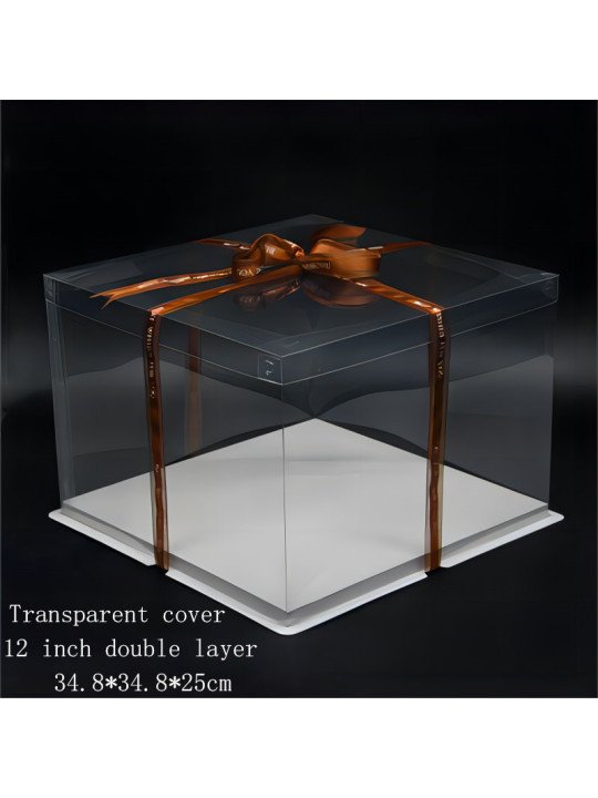 Caja Alta Transportadora Para Pastel De Acetato Con Base Cuadrada