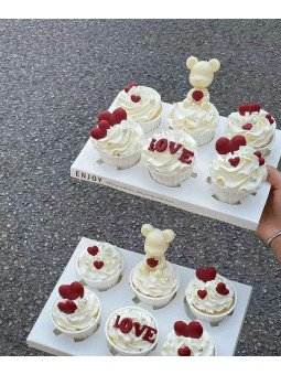 Caja De Acetato Para Cupcakes Elegante Con Soporte De Cartón