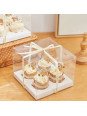 Caja De Acetato Para Cupcakes Elegante Con Soporte De Cartón
