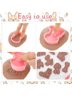 Cortador Galleta Perritos: Husky, Dalmata, Akita, French Puddle, Labrador, Pug, Zorro y Hueso Con Marcador de Relieve 16 pzs