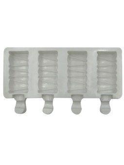 Molde Silicón Mini Paleta Hielo Rectangulo Acanalada 4 Cavidades