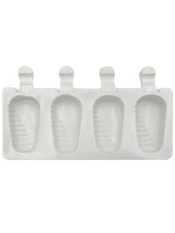 Molde Silicón Mini Paletas Hielo Helado Forma Manguito Con Rayas 4 Cavidades