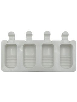 Molde De Silicón Mini Paletas Rectangulo Con Rayas a la Mitad Hielo Helado 4 Cav