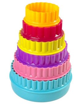 Cortadores Redondos Dobles Para Galleta 6 Pzs Lado Liso y Ondulado