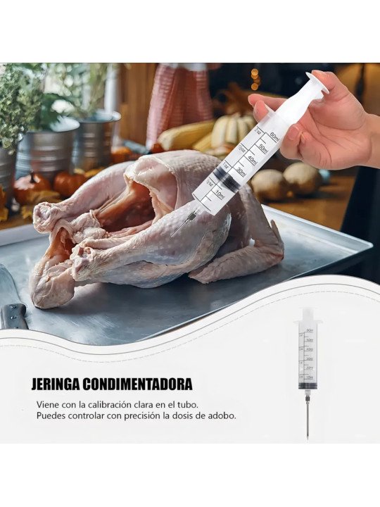 Jeringa Para Pavo Rellenar Condimentar Alimentos Líquido Grande 60 ml