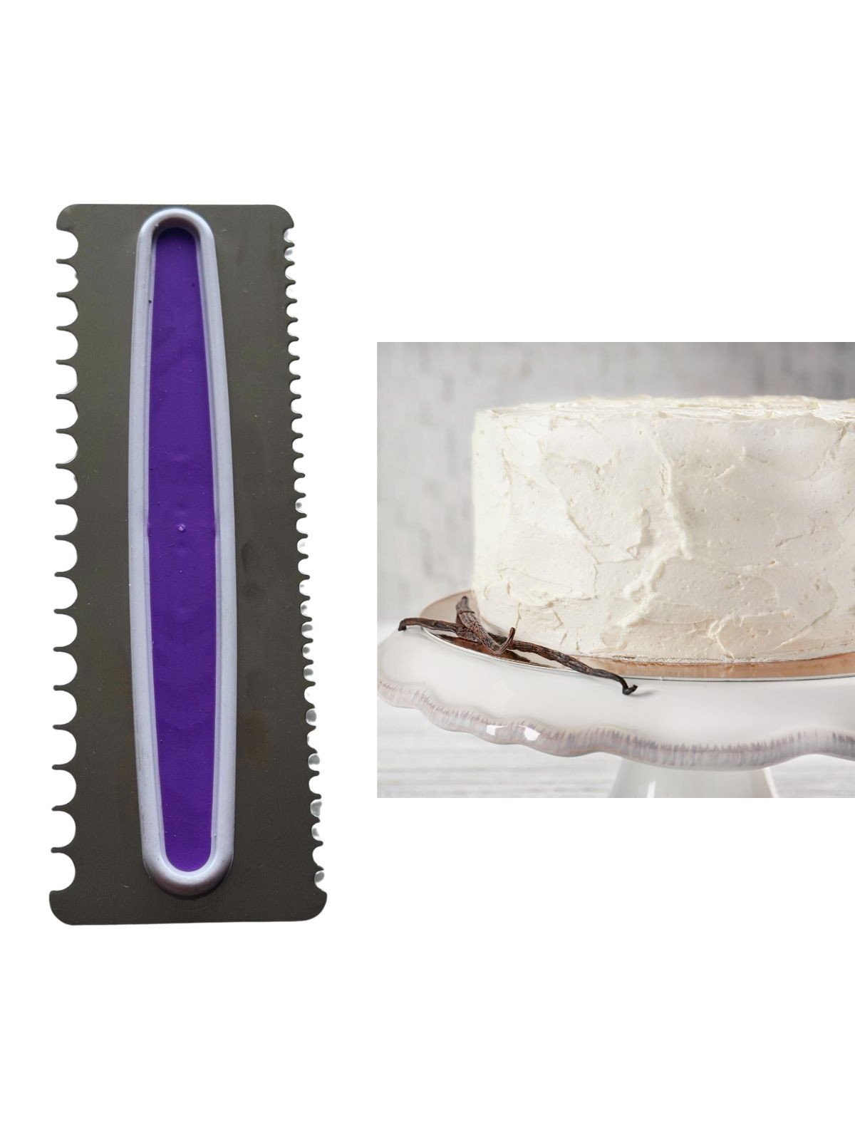 Peine Para Glaseado Decoración De Pastel Olas Chicas y Olas Grandes Alto 23 cm Acero Inoxidable Ancho 8cm