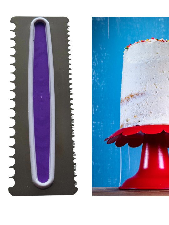 Peine Para Glaseado Decoración De Pastel Olas Chicas y Olas Grandes Alto 23 cm Acero Inoxidable Ancho 8cm