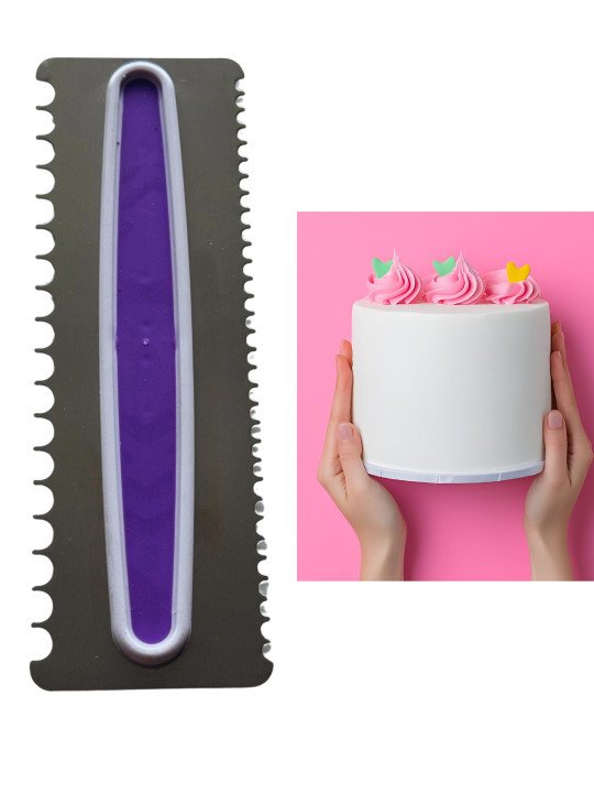 Peine Para Glaseado Decoración De Pastel Olas Chicas y Olas Grandes Alto 23 cm Acero Inoxidable Ancho 8cm