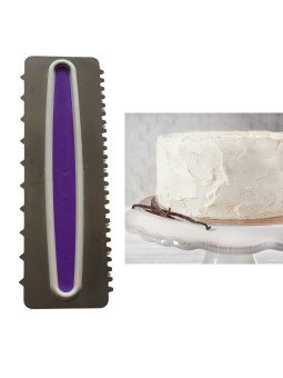 Peine Decorador De Glaseado Doble: Triángulos y Sierra Con Mango De PLástico