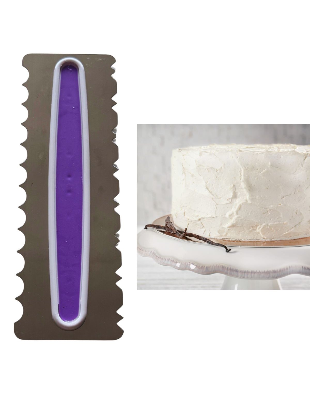 Peine Decorador De Glaseado Doble: Olas y Sierra Forma "W" Con Mango De Plástico