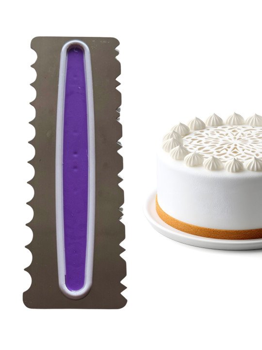 Peine Decorador De Glaseado Doble: Olas y Sierra Forma "W" Con Mango De Plástico