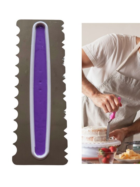 Peine Decorador De Glaseado Doble: Olas y Sierra Forma "W" Con Mango De Plástico