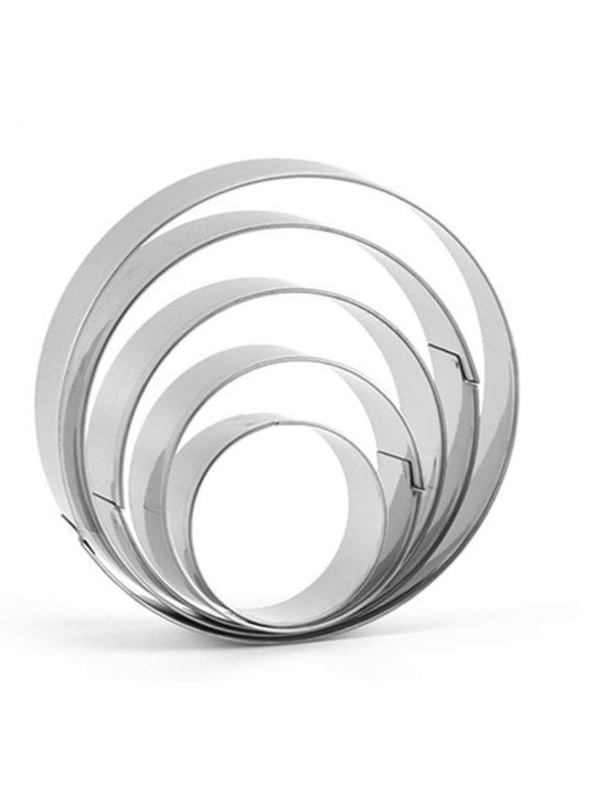 Mini Cortadores Redondos Para Fondant, Galletas Ø3 a Ø7cm De Acero Inox. Jgo 5 Pzas