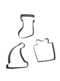 Cortadores De Galleta Navideños: Bota, Regalo y Gorro Jgo De 3 Pzs 8x7cm