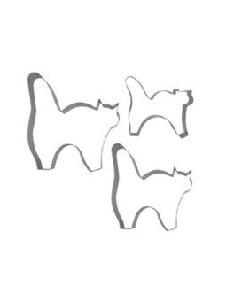 Cortador Galleta Gato Jgo 3Pz Halloween Acero Inox.