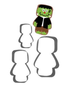 Cortador Galleta Frankestein 13.5Cm Jgo 3Pz Halloween Acero Inox.