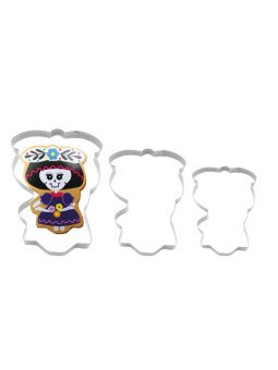 Cortador Galleta Catrina Jgo 3Pz Halloween Acero Inox.