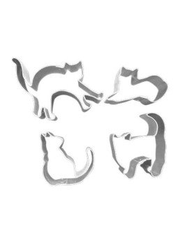 Cortador Galleta Gatos Acero Inox. 4Pz Halloween