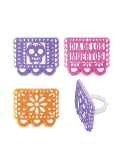 Cake Topper Papel Picado Decoraciones Para Pastel 12 Pzs Halloween