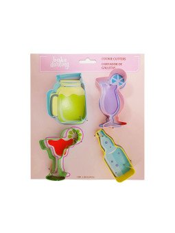 Cortador Galleta Bebidas: Cerveza, Margarita, Cocktail, Mezcalita  4 Pz Acero Inox.
