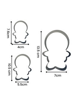 Cortador Galleta Momia 13.5 cm Jgo 3 Pzs Halloween Acero Inox.