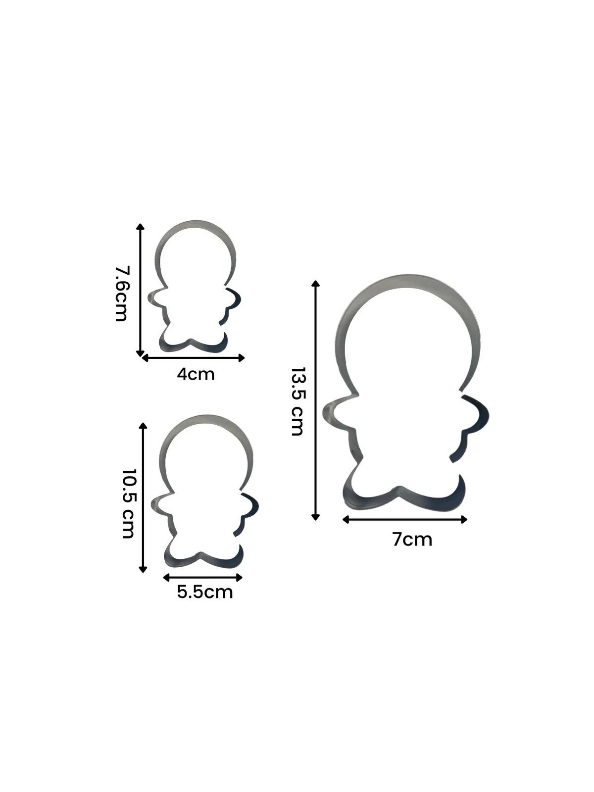 Cortador Galleta Momia 13.5 cm Jgo 3 Pzs Halloween Acero Inox.