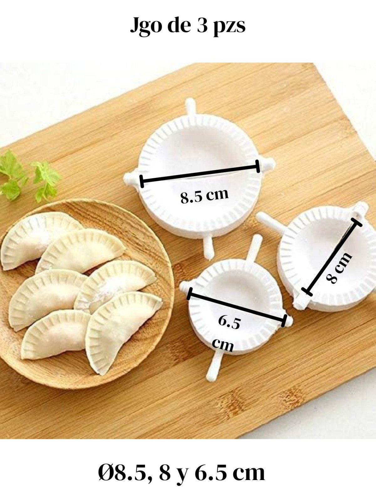 Moldes Mini Empanadas Jgo 3 Pzs Ø6.5, 8 y 8.5Cm
