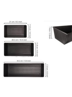 Moldes Pan De Caja Jgo De 3 Pza Acero Al Carbono 21,26 y 35 cm