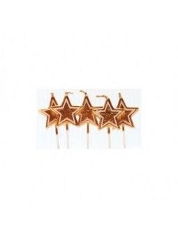Vela Palillo Estrellas Dorada 5 Pzs