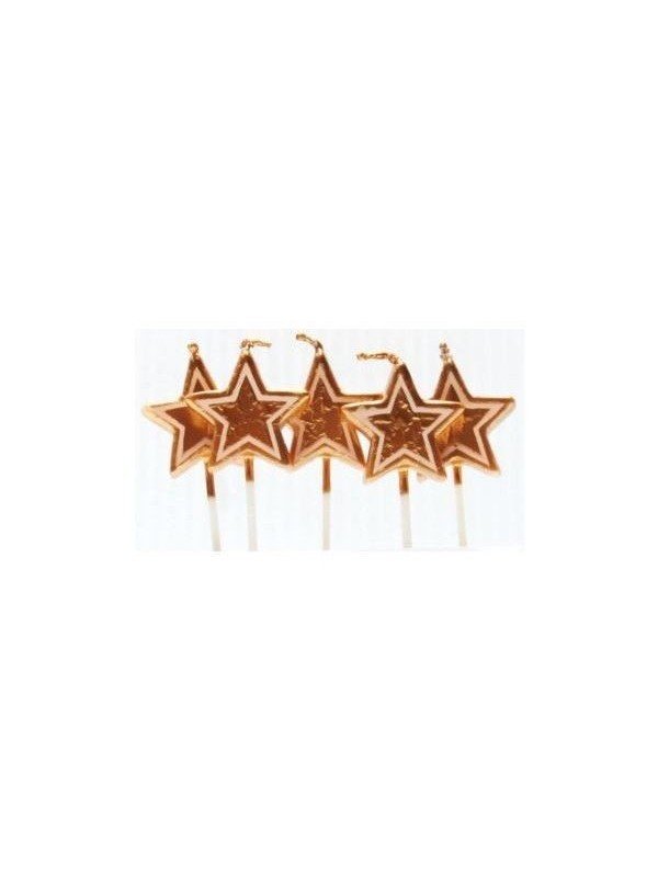 Vela Palillo Estrellas Dorada 5 Pzs