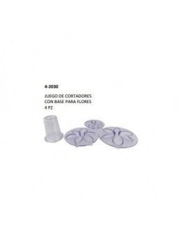 Jgo Cortadores Flor C/Base ParaFlores 4 Pz