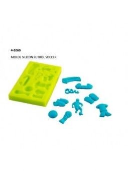 Molde Silicón Fondant Futbol: Cancha, Jugador, Balón 10x6cm