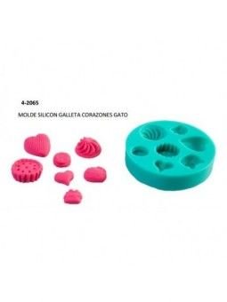 Molde Silicón Galleta Corazones Gato