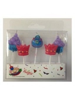 Vela Palillo Corona Bolsa Cupcake 5 Pzas