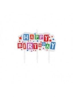 Vela Impresa Happy Birthday Cuadros Color
