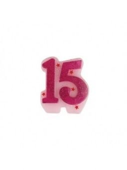 Vela Número 15 Rosa Con Diamantina