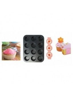 Molde Antiadherente Con Separadores Cupcakes 12 Cavidades