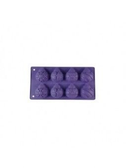 Molde De Silicón Media Esfera Navidad Decorada 8 Cavidades Ø 6cm