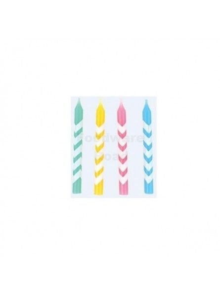 Velas Impresas Zig-Zag Colores 16 Pz