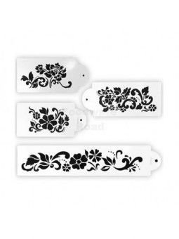 Esténcil Para Galletas O Pastel Floral 4 Pzs Acetato